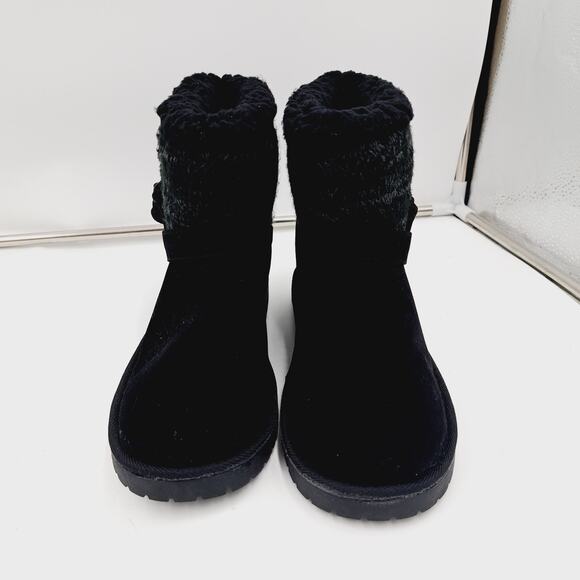 Essential Muk Luks Alyx Black Ebony Faux Suede/Fur waterproof Booties 10 - Picture 3 of 11